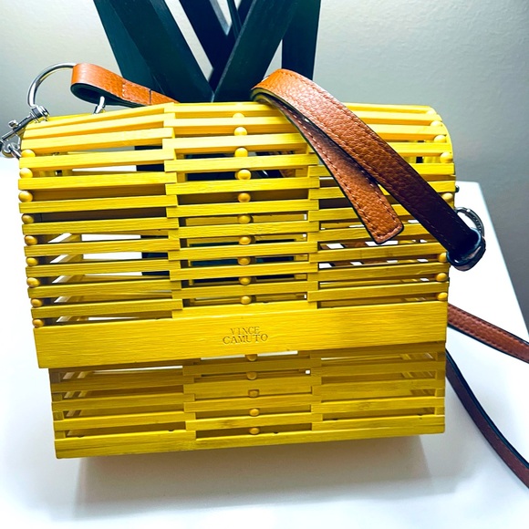 Vince Camuto Yellow Bamboo Design Crossbody Bag - Picture 1 of 7